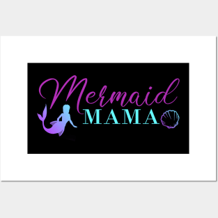 Mermaid Mama Funny Graphic Womens Mom T-Shirt Posters and Art